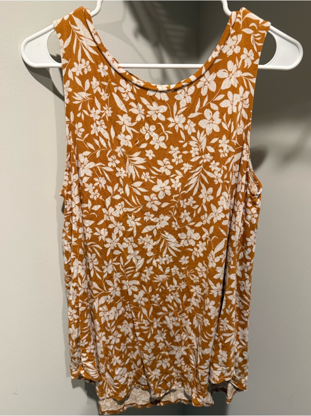 Sleeveless Floral Tank Top in Mustard Yellow and White